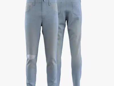 Men Denim Pant Light Blue 3D model
