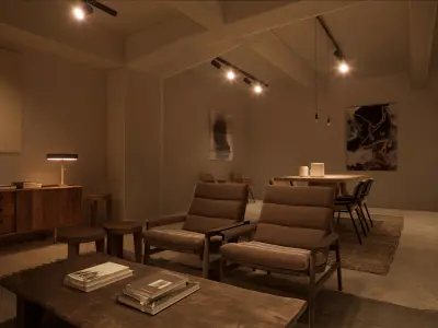 UE4 NIGHT Realism Vintage Style Living Room NIGHT Scene in UE4 3D model