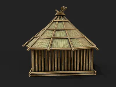 Bamboo Shelter 7 Low-poly 3D model