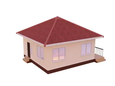Modern SubUrban House  Low-poly 3D model