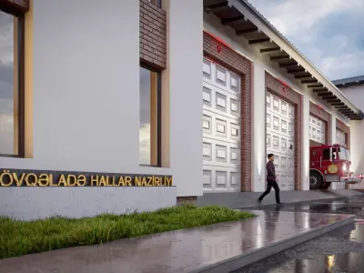 fire station Low-poly 3D model