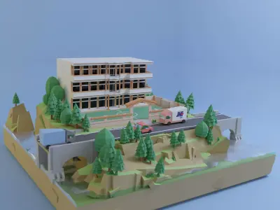 Low Poly School Animation Blender Low-poly 3D model