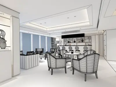 Business Restaurant - Coffee - Banquet  98 3D model