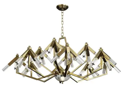 ELTON modern chandelier in brass and glass Low-poly 3D model