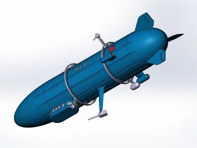 Dirigible-artillery submarine 3D print model