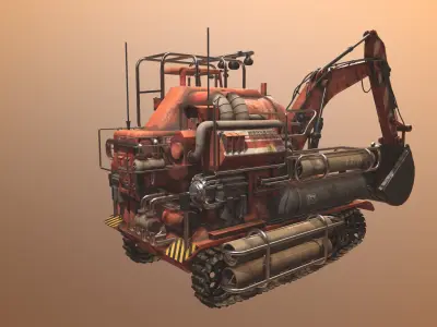 Next generation cyber excavator Low-poly 3D model