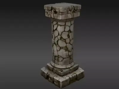 Ancient Stone Ruin Pillar Game Ready Prop Stone Model 3D model
