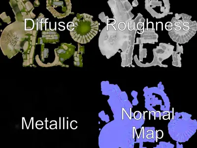 Stone Moss Arch Shelter Model Pack Low-poly 3D model