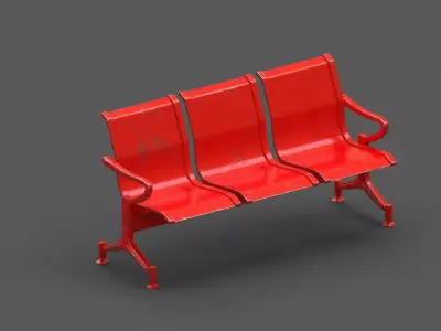 Street Bench Low-poly 3D model