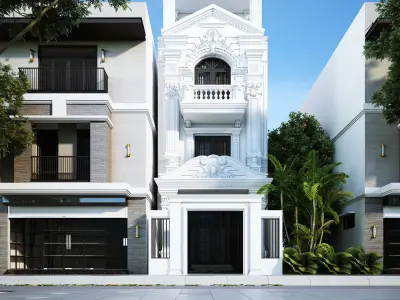 Classic House Exterior 3d Scene V-ray rendering 3D model