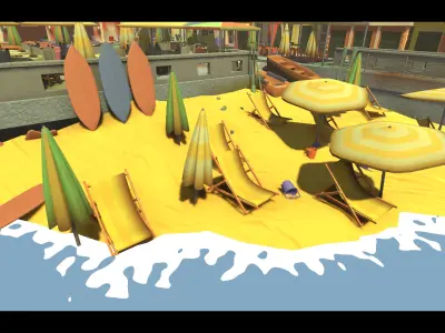 Stylized Tuscany Seaside City Low-poly 3D model