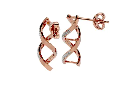 Light Minimalist Diamond Earrings 3D print model 7