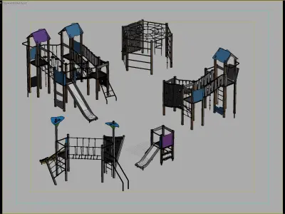 Modern Adventure Playground Structures 3D model