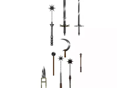 DnD Monk Weapons Buldle 3D Model Pack