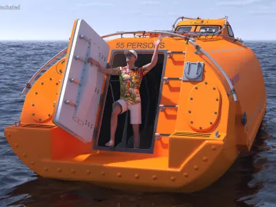  Search and Rescue Helicopter and Lifeboat with Characters 