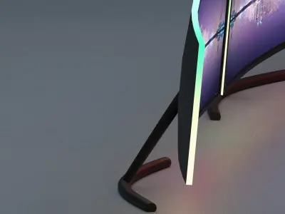 dual gaming monitors with RGB lights Free 3D model