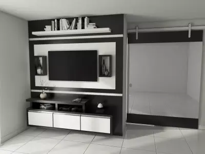 TV RACK plus SLIDING DOOR 3D model