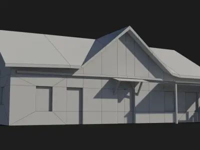 Slum r old house with door Low-poly 3D model