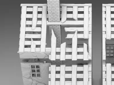 A ruined house with a leaky roof 3D print model