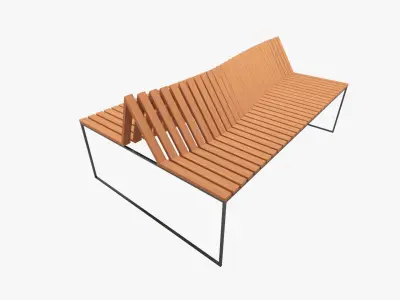 Wooden And Metal Bench Low-poly 3D model