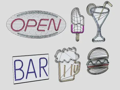 Neon Sign Pack Low-poly 3D model