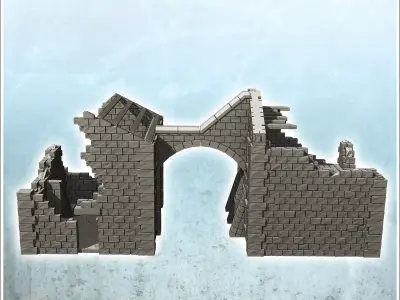 Ruined stone building with archway and frame 35 - Modern WW2 WW1 3D print model