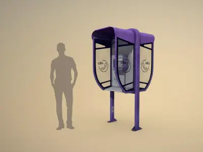 NoviSad PhoneBooth double VIOLET Low-poly 3D model