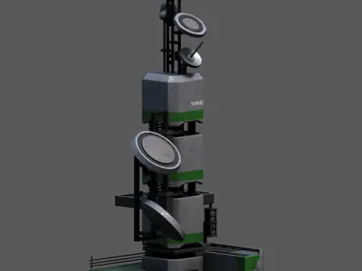 Scifi tower station building exterior skyscraper sci fi Low-poly 3D model