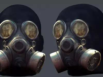 Gas mask helmet 3d model military combat fantasy cyborg Low-poly 3D model