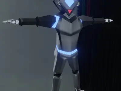 Futuristic Sci-Fi Robot Alien  Low Poly with PBR Textures Low-poly 3D model