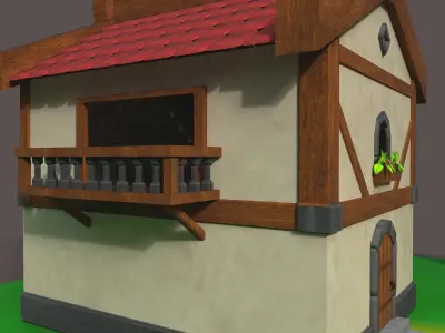 Stylized Medieval Cottage- house- Modular Stylized 3D Asset  Low-poly 3D model