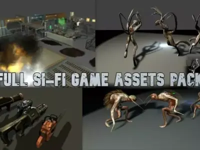 Full Si-Fi Pack Contains Game Assets Low-poly 3D model