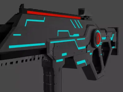Cyberpunk Rifle HV-12 Low-poly 3D model
