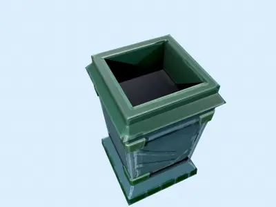 Stylized Trash Can Low-poly 3D model