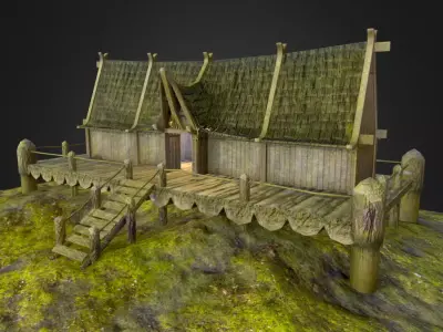 Ancient Viking Longhouse Low-poly 3D model