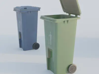 Pack of Rubbish Bins Low-poly 3D model