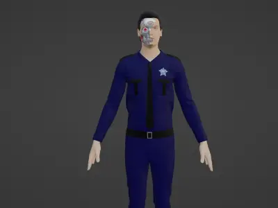 Cyber Police - Robot Man Low-poly 3D model