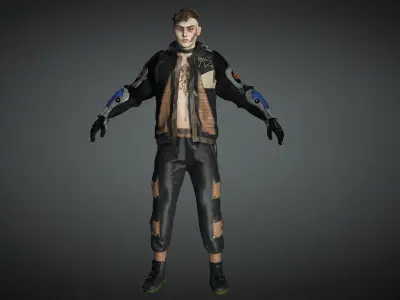 AAA Cyber Punk Male Character 01 Low-poly 3D model