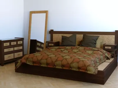 Bedroom Furniture  PBR Low Poly Low-poly 3D model