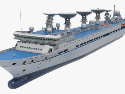  Yuan Wang 6 Tracking Ship with Satellite Dishes Blue Simplified 