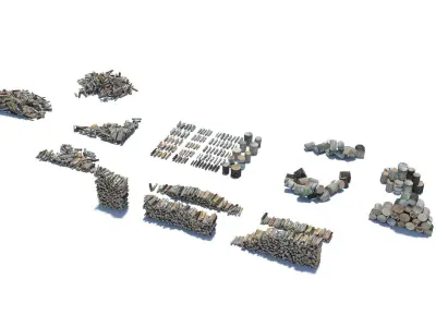 Cut and chopped firewood pack Low-poly 3D model