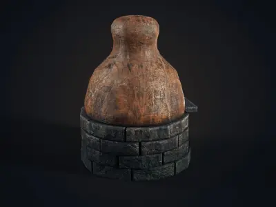 Handmade clay oven Low-poly 3D model