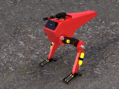 Science Fiction Two Leg Assault Mech Robot Drone 3D Model Low-poly 3D model