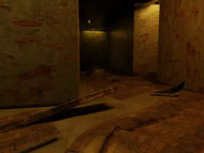 Damaged Hallway 3D model