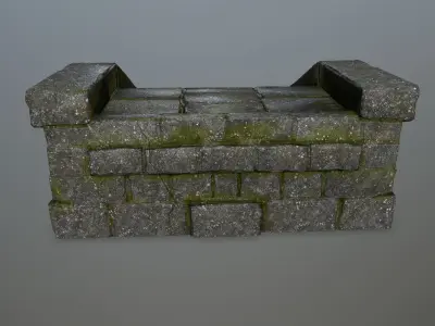 stairs 4 stone wall Low-poly 3D model