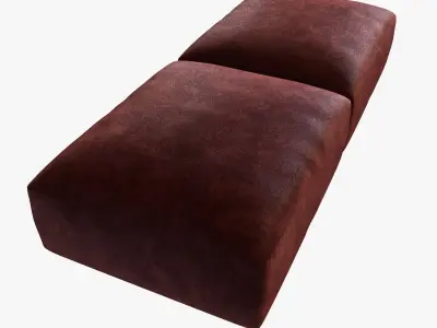 velvet rectangular ottoman 3D model