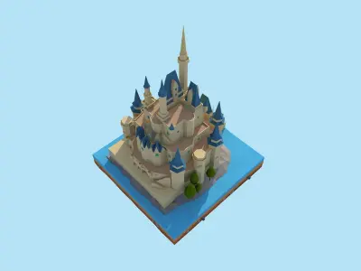 Cartoon Low Poly Disney Castle  Low-poly 3D model