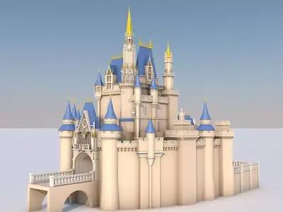 Low Poly Cinderella Disney Castle Landmark Low-poly 3D model
