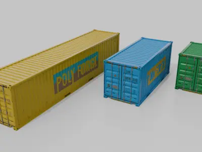  Shipping Containers Bundle - Customizable with Interior and Exterior 