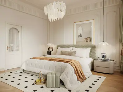 French Style Bedroom 3D Model 3D model